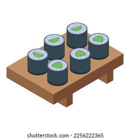 Rice sushi roll icon isometric vector. Asian food. Oden menu
