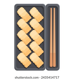 Rice sushi set icon cartoon vector. Meal plastic menu. Application courier