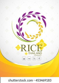 Rice Thailand food Logo Product and Background Thai Arts.