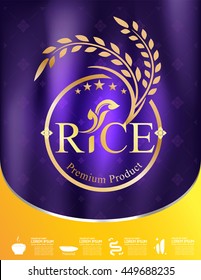 Rice Thailand food Logo Products and Fabric Background Thai Arts.