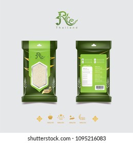 Rice of Thailand Packaging Food Product and Background Vector Concept Thai Arts