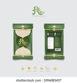 Rice of Thailand Packaging Food Product and Background Vector Concept Thai Arts
