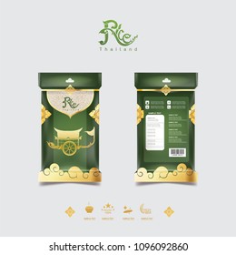 Rice of Thailand Packaging Food Product and Background Vector Concept Thai Arts
