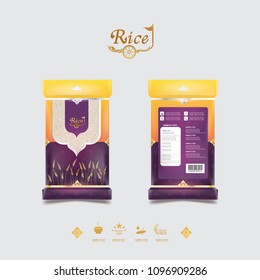 Rice of Thailand Packaging Food Product and Background Vector Concept Thai Arts