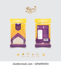Rice of Thailand Packaging Food Product and Background Vector Concept Thai Arts