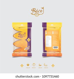 Rice of Thailand Packaging Food Product and Background Vector Concept Thai Arts