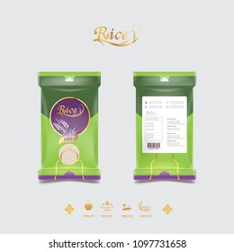 Rice of Thailand Packaging Food Product and Background Vector Concept Thai Arts