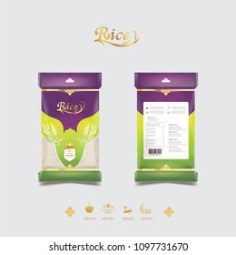 Rice of Thailand Packaging Food Product and Background Vector Concept Thai Arts