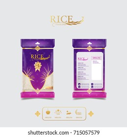 Rice of Thailand Packaging Food Product and Background Thai Arts.