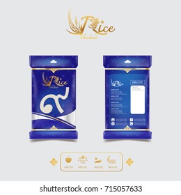 Rice of Thailand Packaging Food Product and Background Thai Arts.