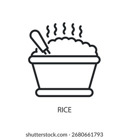 Iconos de vector de línea delgada de arroz.