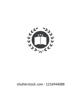 Rice, Three Stars and Book with logo design badges for school or university