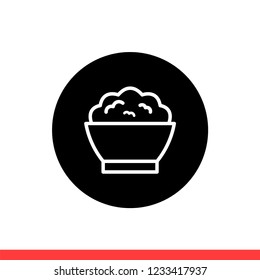 Rice vector icon, bowl symbol. Simple, flat design for web or mobile app