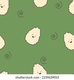 rice vector seamless pattern with spiral on background and green color