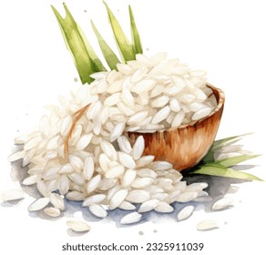 Rice Watercolor illustration. Hand drawn underwater element design. Artistic vector marine design element. Illustration for greeting cards, printing and other design projects.