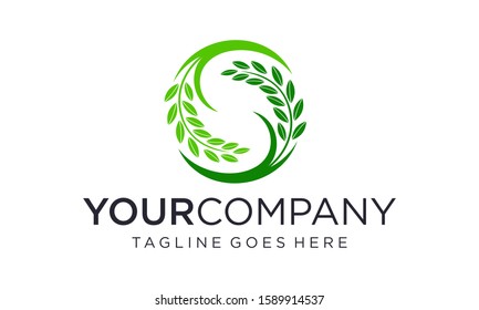 Rice or wheat agriculture logo design concept