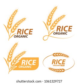 Rice , Wheat , Barley And Oat Label , Logo Vector Illustration