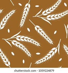 Rice, wheat, barley and oat seamless pattern background vector illustration
