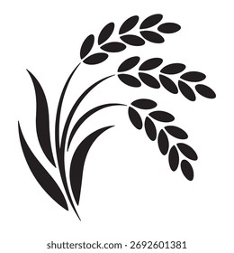 Reis oder Weizenähren Silhouette Vektorsymbol - Landwirtschaft Getreideernte Symbol