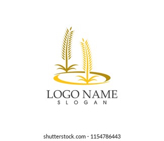 Rice wheat icon logo vector template