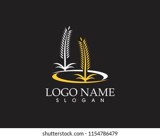 Rice wheat icon logo vector template
