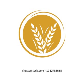 Modèle de logo de riz et de blé adapté aux entreprises et aux noms de produits. Ce design élégant pourrait être utilisé à différentes fins pour une entreprise, un produit, un service ou pour toutes vos idées.	