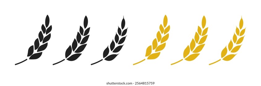 Rice or wheat silhouette set. Wheat icon symbol vector illustration. Cereal grains for making bread