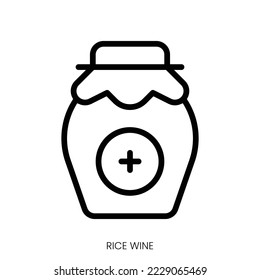 rice wine icon. Line Art Style Design Isolated On White Background