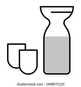 rice wine sake thin line vector icon