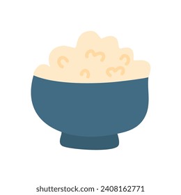Rice in wooden bowl illustration