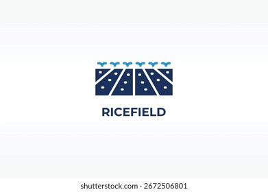 Ilustración aislada del Vector, del icono o de la muestra del logotipo de RICEFIELD