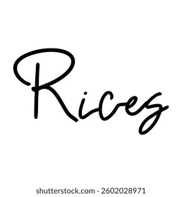 Rices text for T-shirt and other use on white background.
