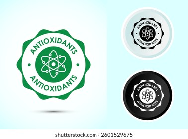 Rich in antioxidants icon design illustration. Antioxidant rich food label sign symbol, Color black and white