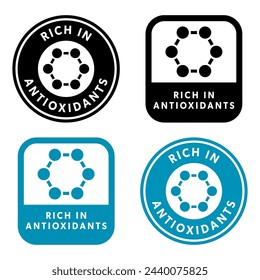 Rich in Antioxidants. Vector labels for food or drink packaging. 