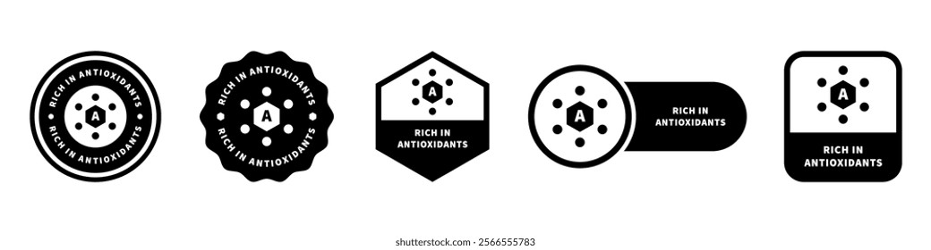 Rich in Antioxidants - vector labels for food and drink packaging.
