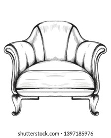 Rich baroque armchair Vector. Retro style furniture. Vintage designs