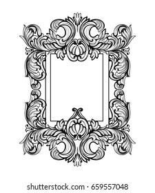 Rich Baroque Mirror frame. Vector French Luxury rich intricate ornaments. Victorian Royal Style decor