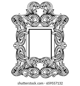 Rich Baroque Mirror frame. Vector French Luxury rich intricate ornaments. Victorian Royal Style decor