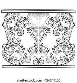 Rich Baroque Table. French Luxury rich carved ornaments furniture. Vector Victorian Royal  Style furniture