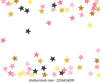 Rich black pink gold starburst vector backdrop. Many starburst spangles holiday decoration confetti. Party decor star burst pattern. Spangle elements poster decor.