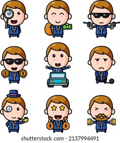 The rich boss of the mascot bundle set of illustration