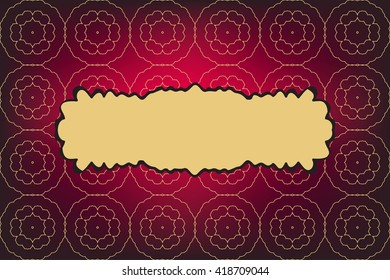 rich bright card with frame for text and gold ornaments. vector illustration. for the design, printing, postcards