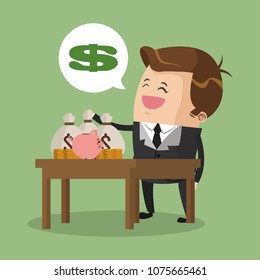 Rich businessman with money