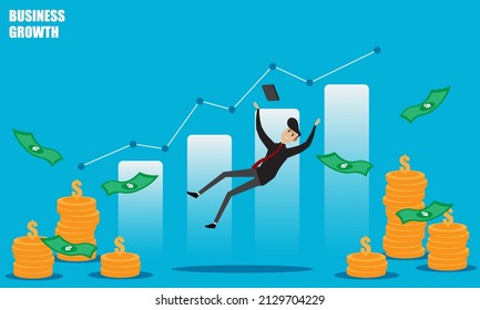 Rich businessman Successful finance and business. business growth concept. illustration vector business.