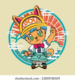the rich cat illustration design for sukajan is mean japan traditional cloth or t-shirt with digital hand drawn Embroidery Men T-shirts Summer Casual Short Sleeve Hip Hop T Shirt Streetwear