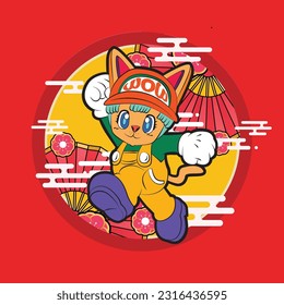the rich cat illustration design for sukajan is mean japan traditional cloth or t-shirt with digital hand drawn Embroidery Men T-shirts Summer Casual Short Sleeve Hip Hop T Shirt Streetwear