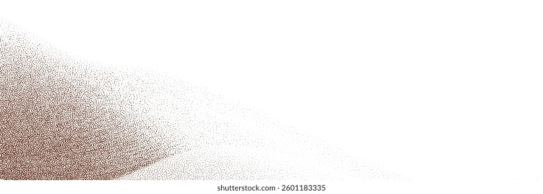  Rich chocolate and coffee powder scattered over a light background, with sprinkles of cocoa and particles of earthy dust. The surface features a textured brown sand effect, viewed from above.