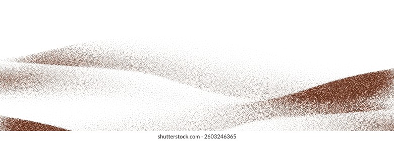  Rich chocolate and coffee powder scattered over a light background, with sprinkles of cocoa and particles of earthy dust. 
