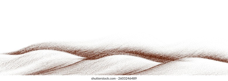  Rich chocolate and coffee powder scattered over a light background, with sprinkles of cocoa and particles of earthy dust. 