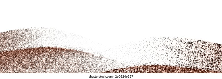  Rich chocolate and coffee powder scattered over a light background, with sprinkles of cocoa and particles of earthy dust.
